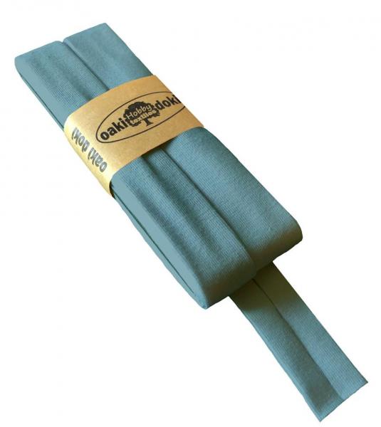 Oaki Doki Jersey Schrägband gefalzt 3m Coupon Blaugrau